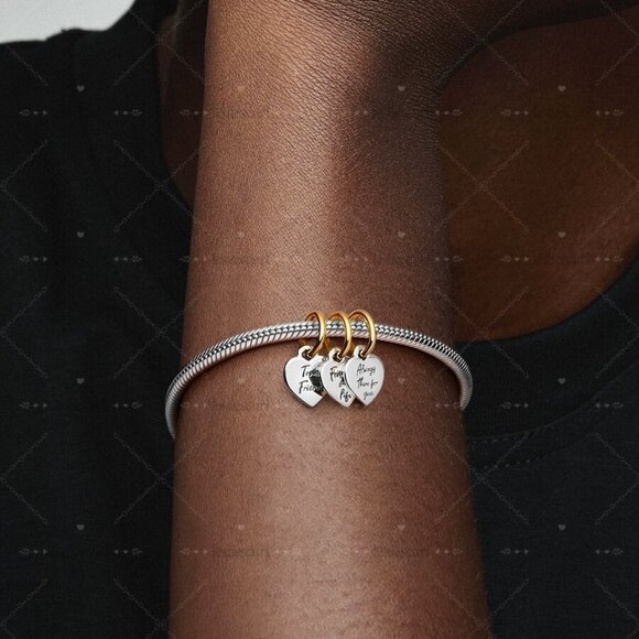 Pandora Two-tone Splittable Friendship Triple Dangle Charm|Two-tone - Picture 2 of 2